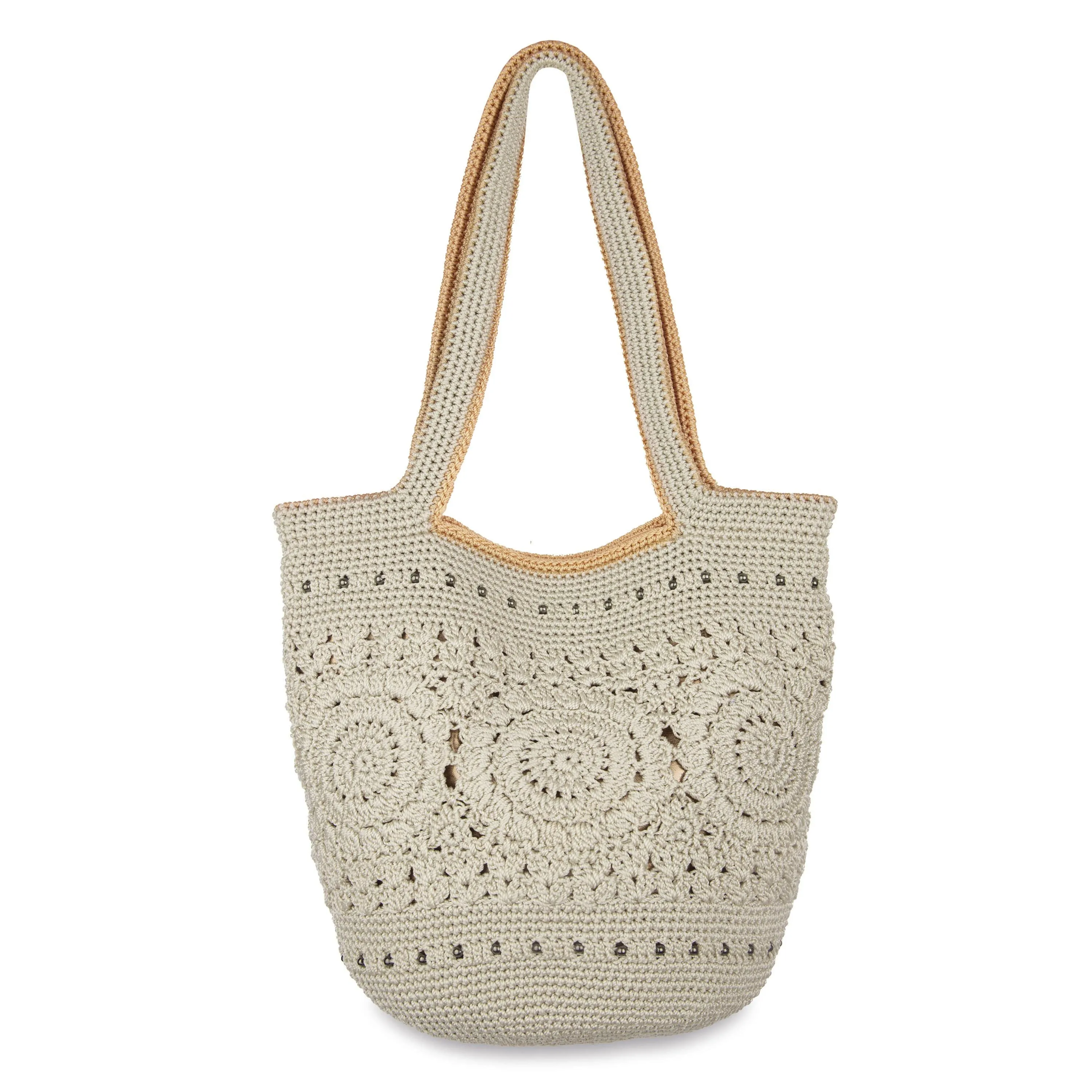 120 Tote - Hand Crochet - Natural Medallion