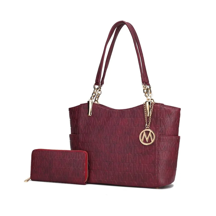 Allison Vegan Leather 2 PCS Tote & Wallet Handbag