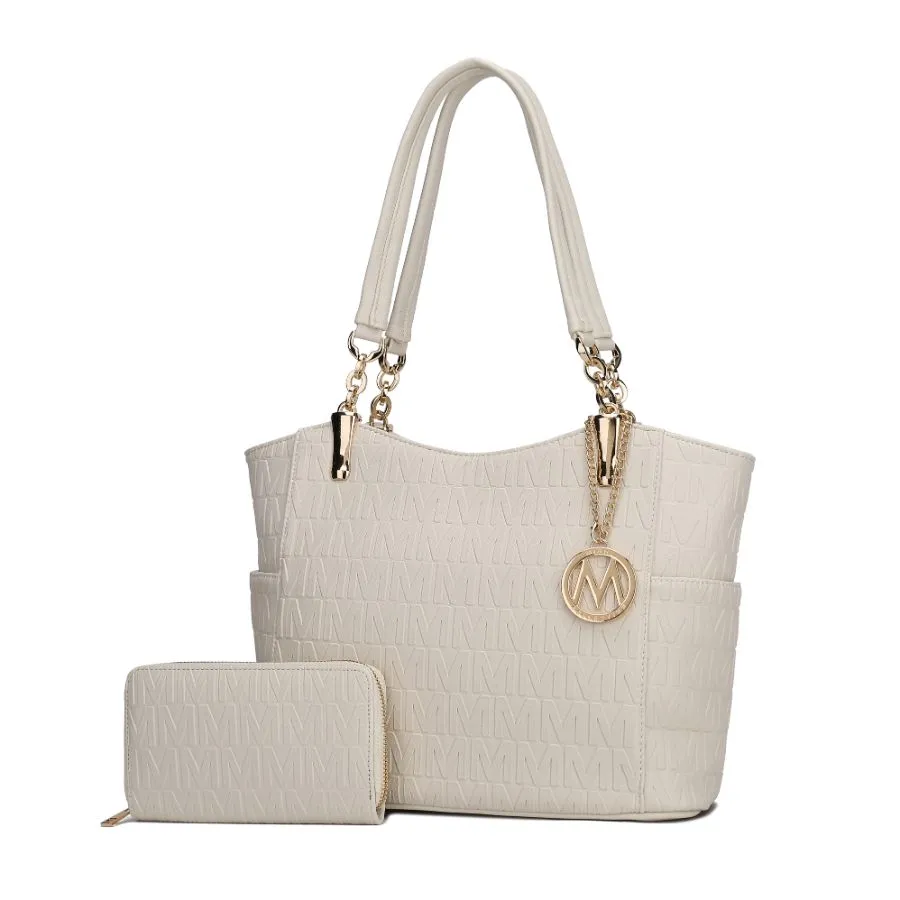 Allison Vegan Leather 2 PCS Tote & Wallet Handbag