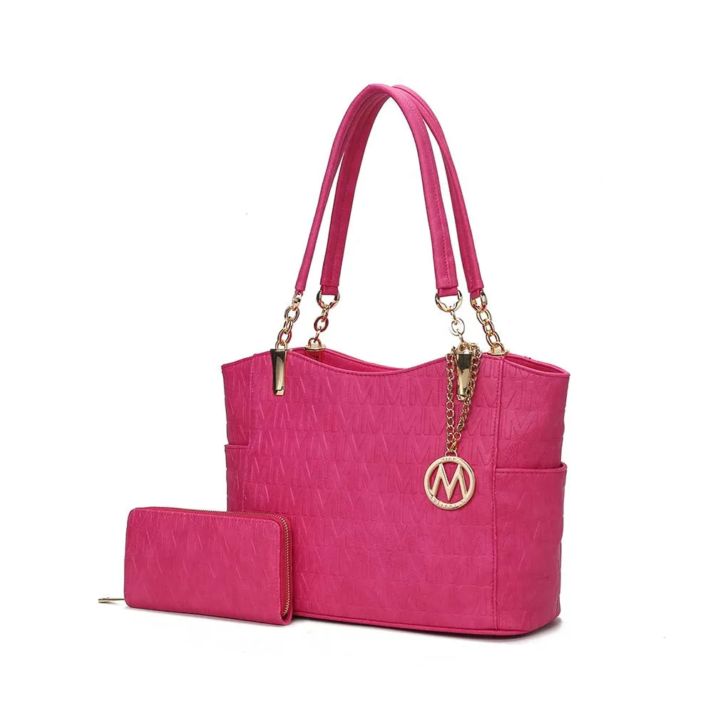Allison Vegan Leather 2 PCS Tote & Wallet Handbag