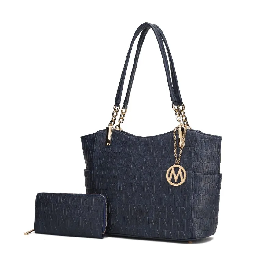 Allison Vegan Leather 2 PCS Tote & Wallet Handbag