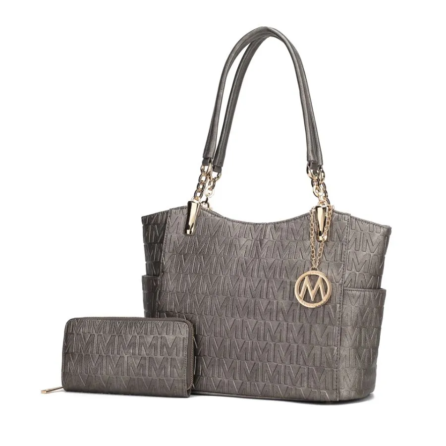 Allison Vegan Leather 2 PCS Tote & Wallet Handbag