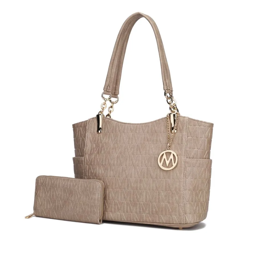 Allison Vegan Leather 2 PCS Tote & Wallet Handbag