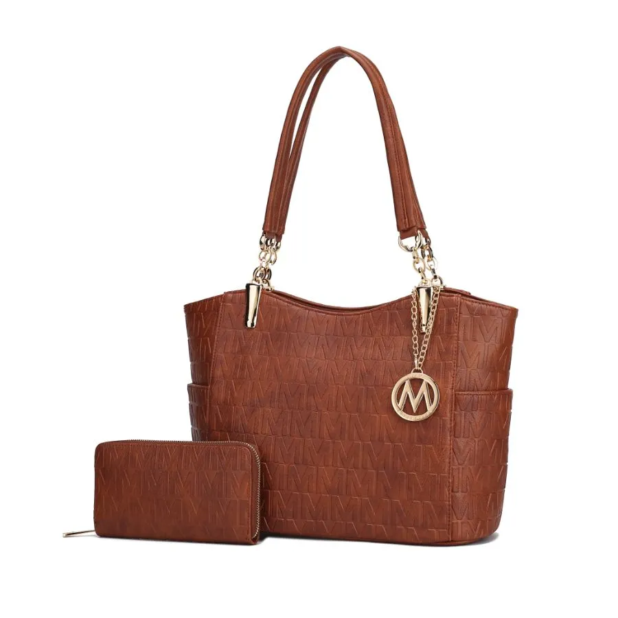 Allison Vegan Leather 2 PCS Tote & Wallet Handbag