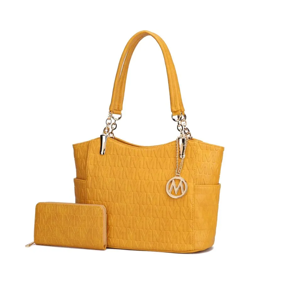 Allison Vegan Leather 2 PCS Tote & Wallet Handbag