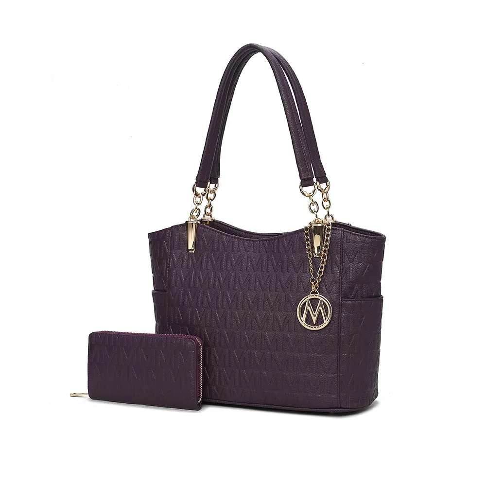 Allison Vegan Leather 2 PCS Tote & Wallet Handbag