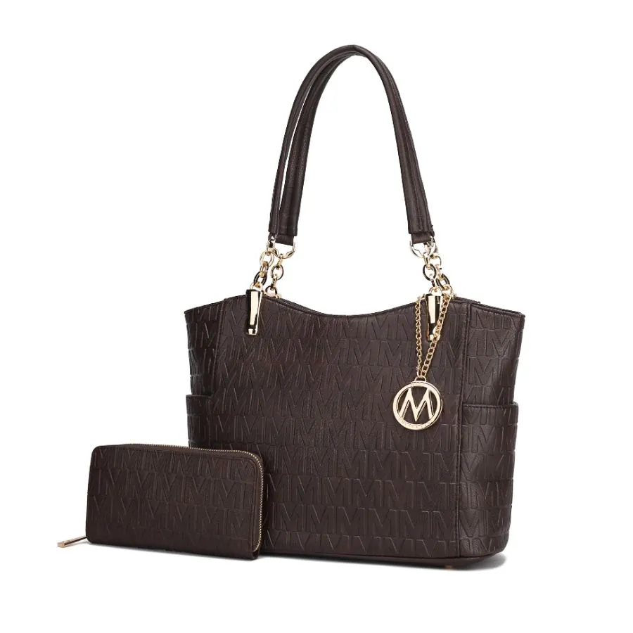 Allison Vegan Leather 2 PCS Tote & Wallet Handbag