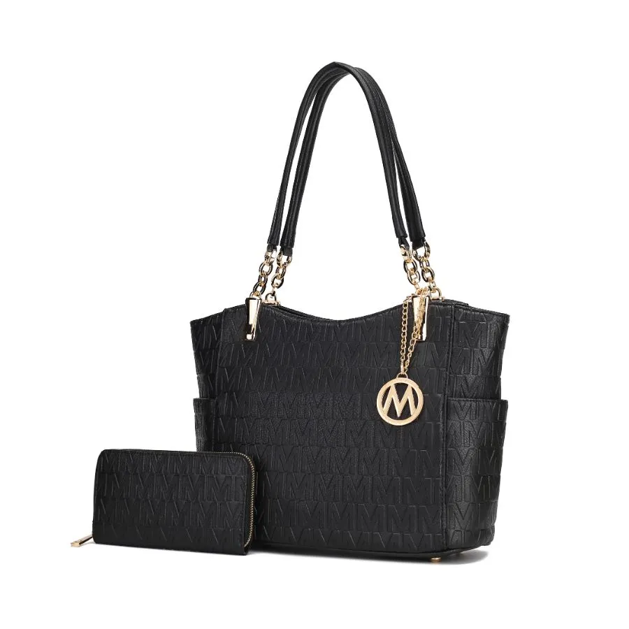 Allison Vegan Leather 2 PCS Tote & Wallet Handbag