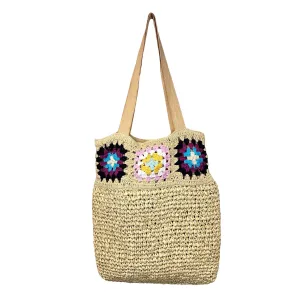 Anju Jewelry - Nola Raffia & Cotton Crochet Bag, Natural