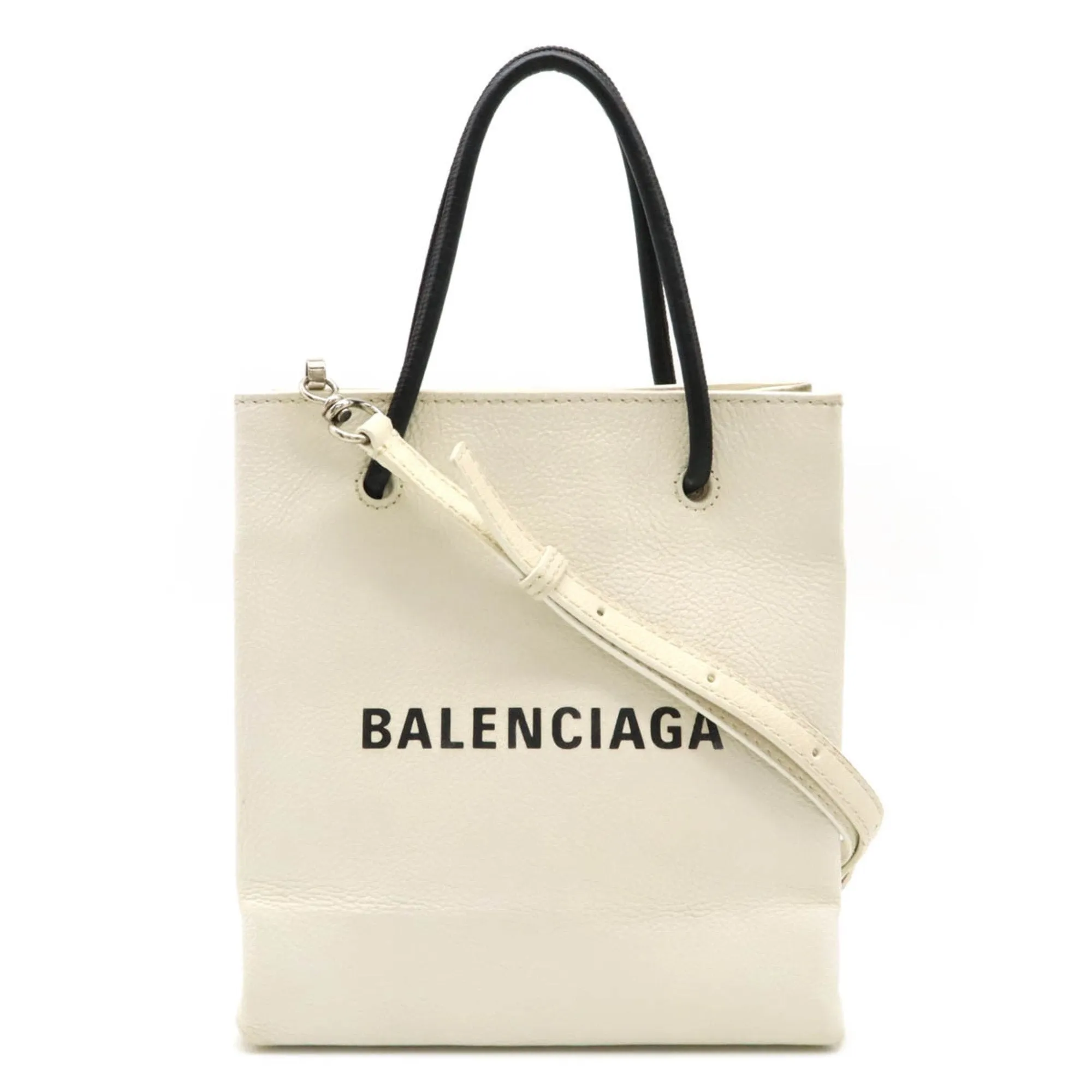 Balenciaga ivory Leather Shoulder Bag Tote Bag (Pre-Owned)