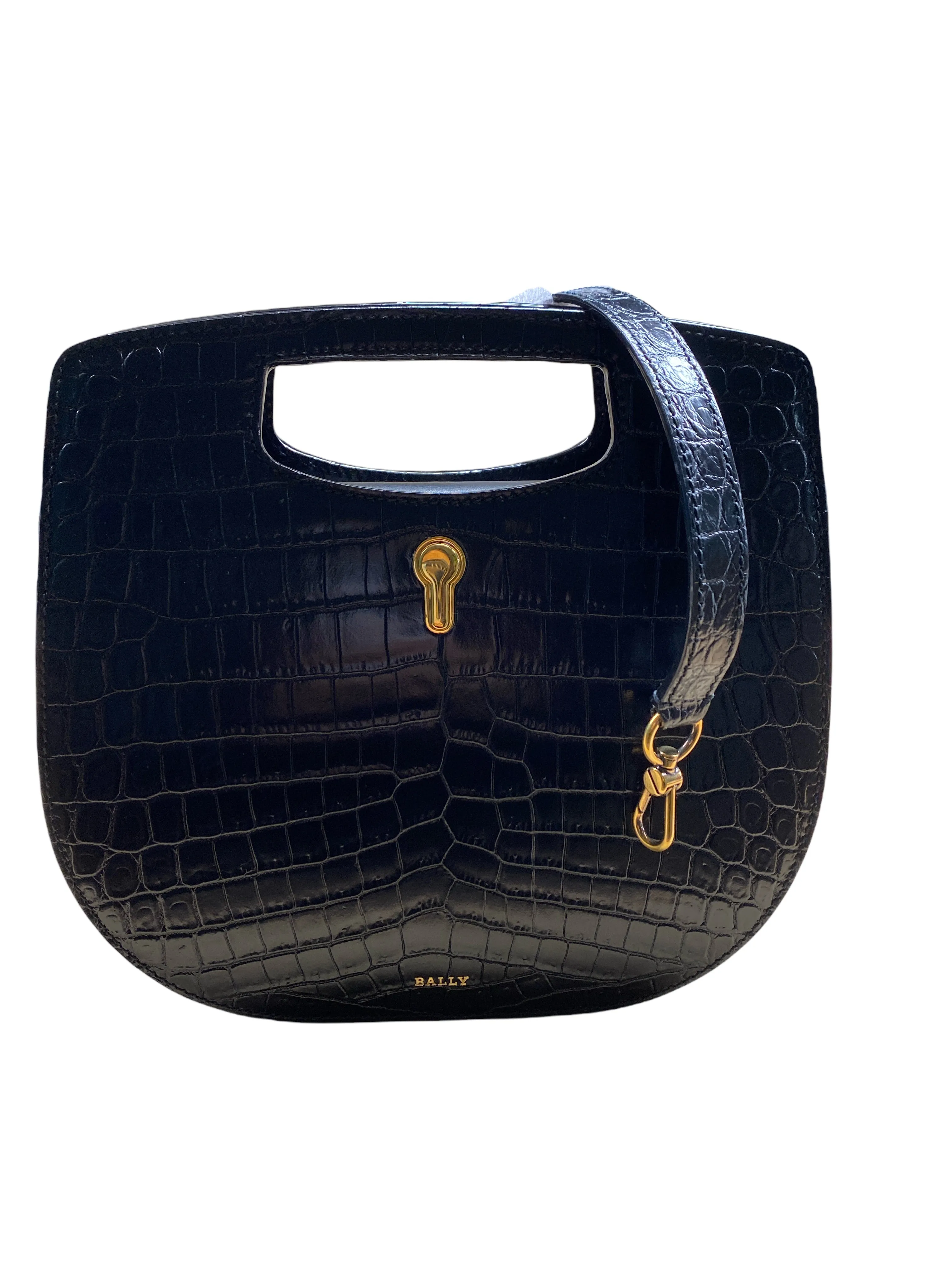 Bally Caya Women's 6232624 Black Leather Top Handle Bag