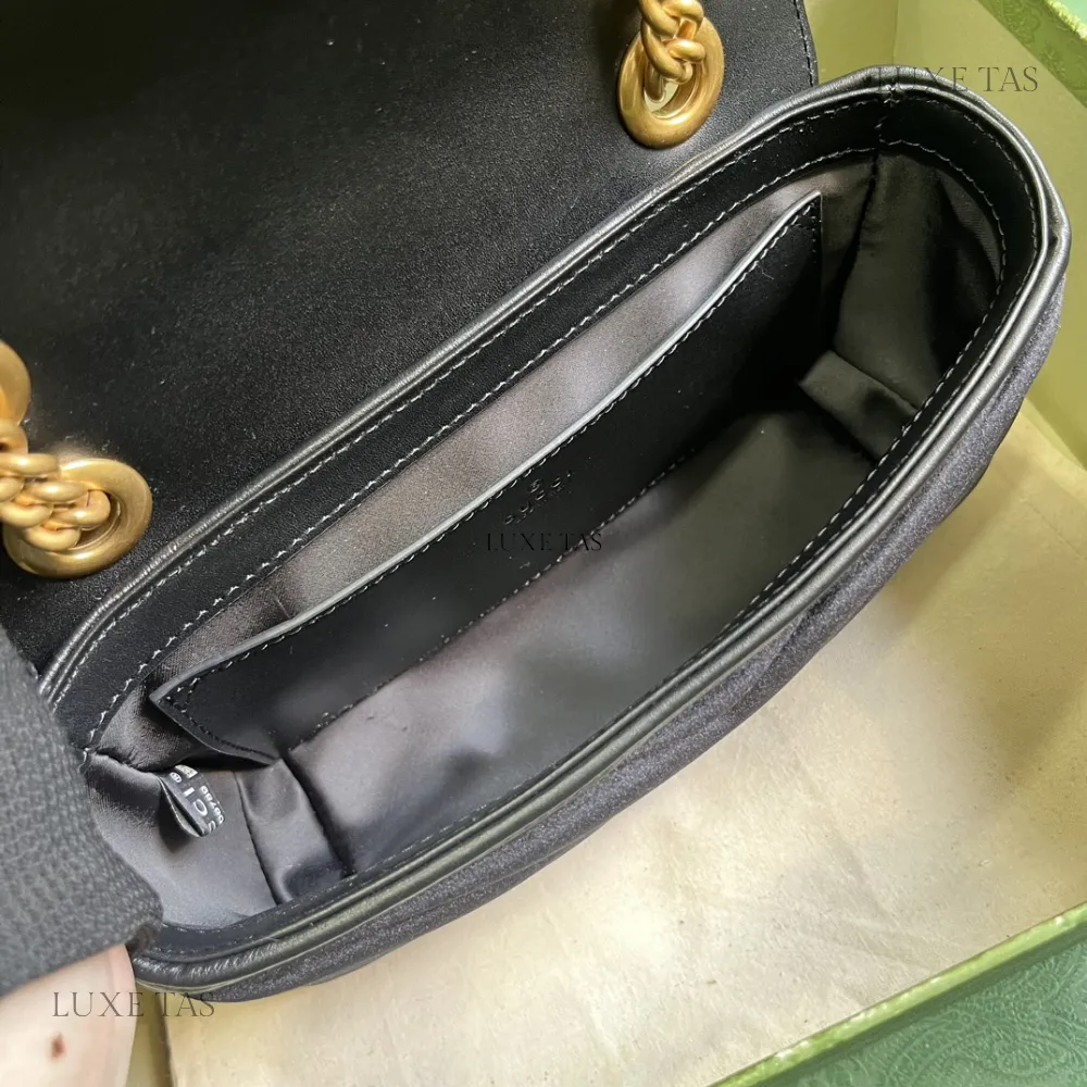 Black Quilted Chevron Velvet GG Marmont Mini Shoulder Bag Leather Shoulder Bag for Women
