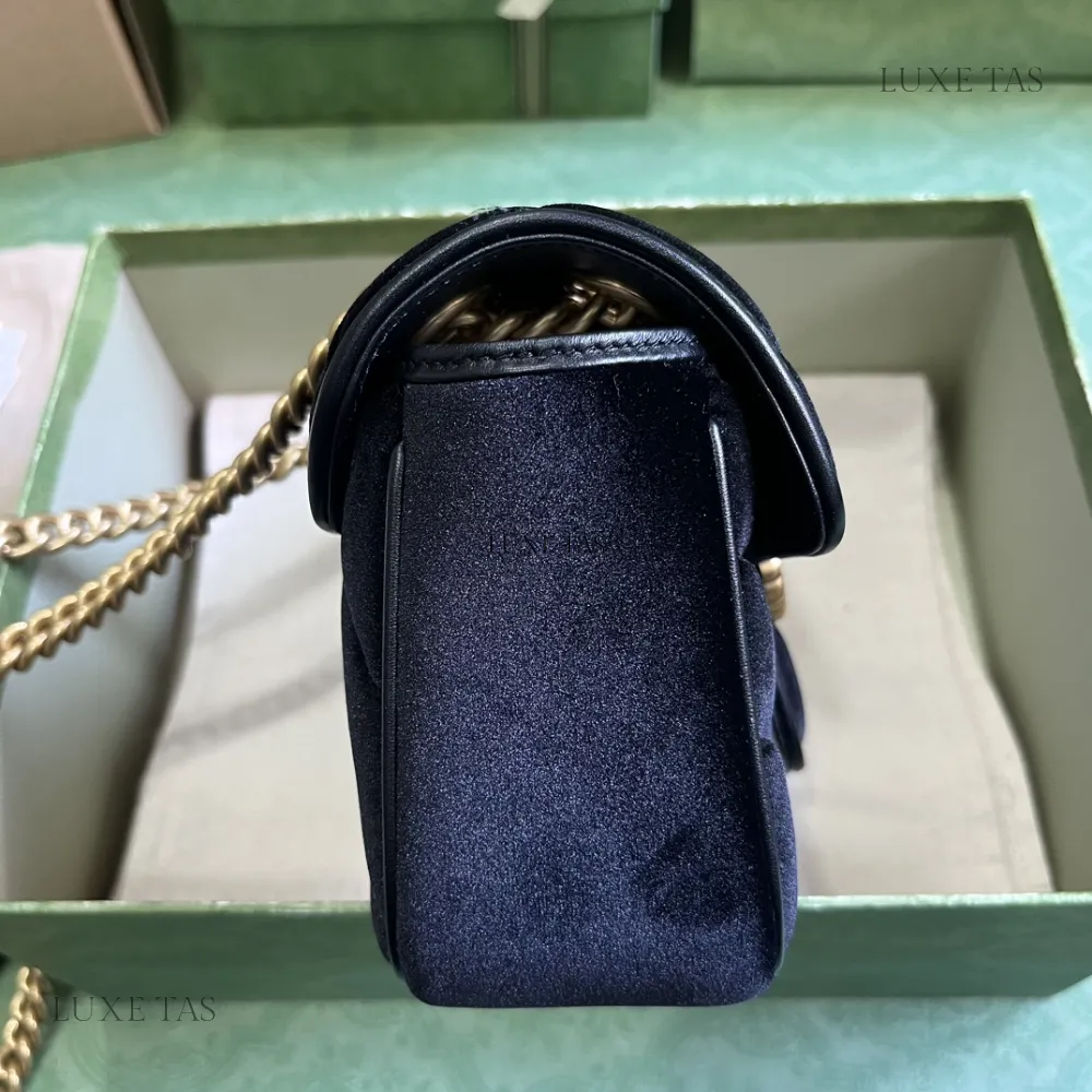 Black Quilted Chevron Velvet GG Marmont Mini Shoulder Bag Leather Shoulder Bag for Women