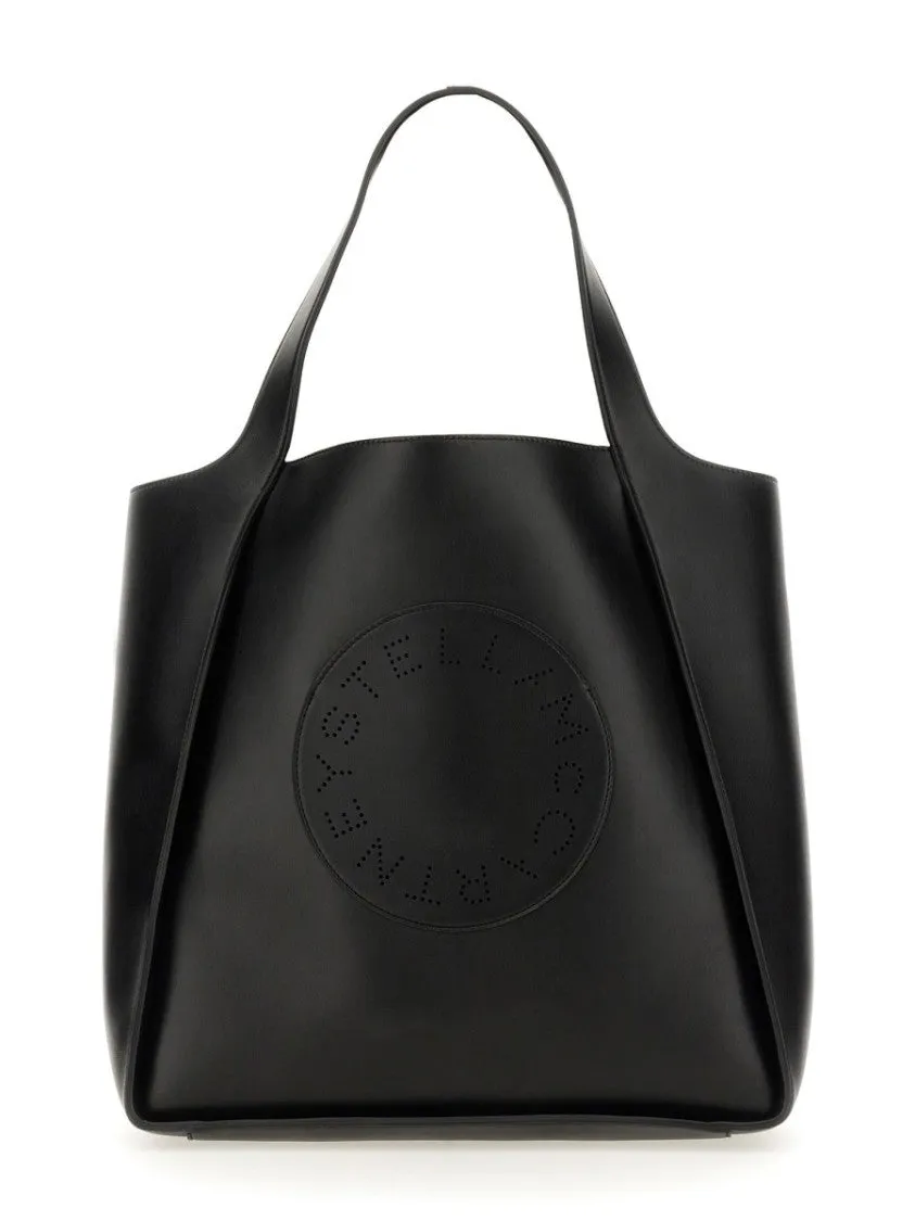 Black Square Tote Bag With Embossed Logo