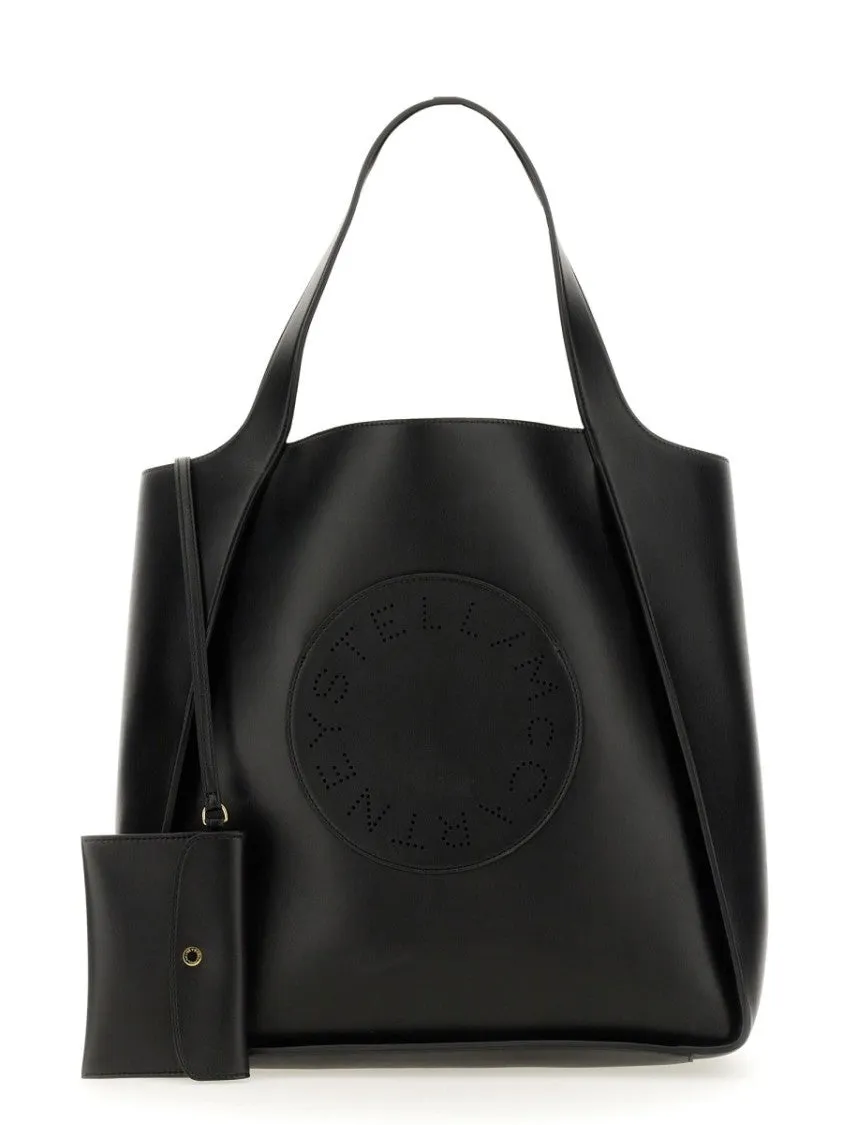 Black Square Tote Bag With Embossed Logo