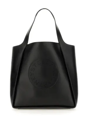 Black Square Tote Bag With Embossed Logo