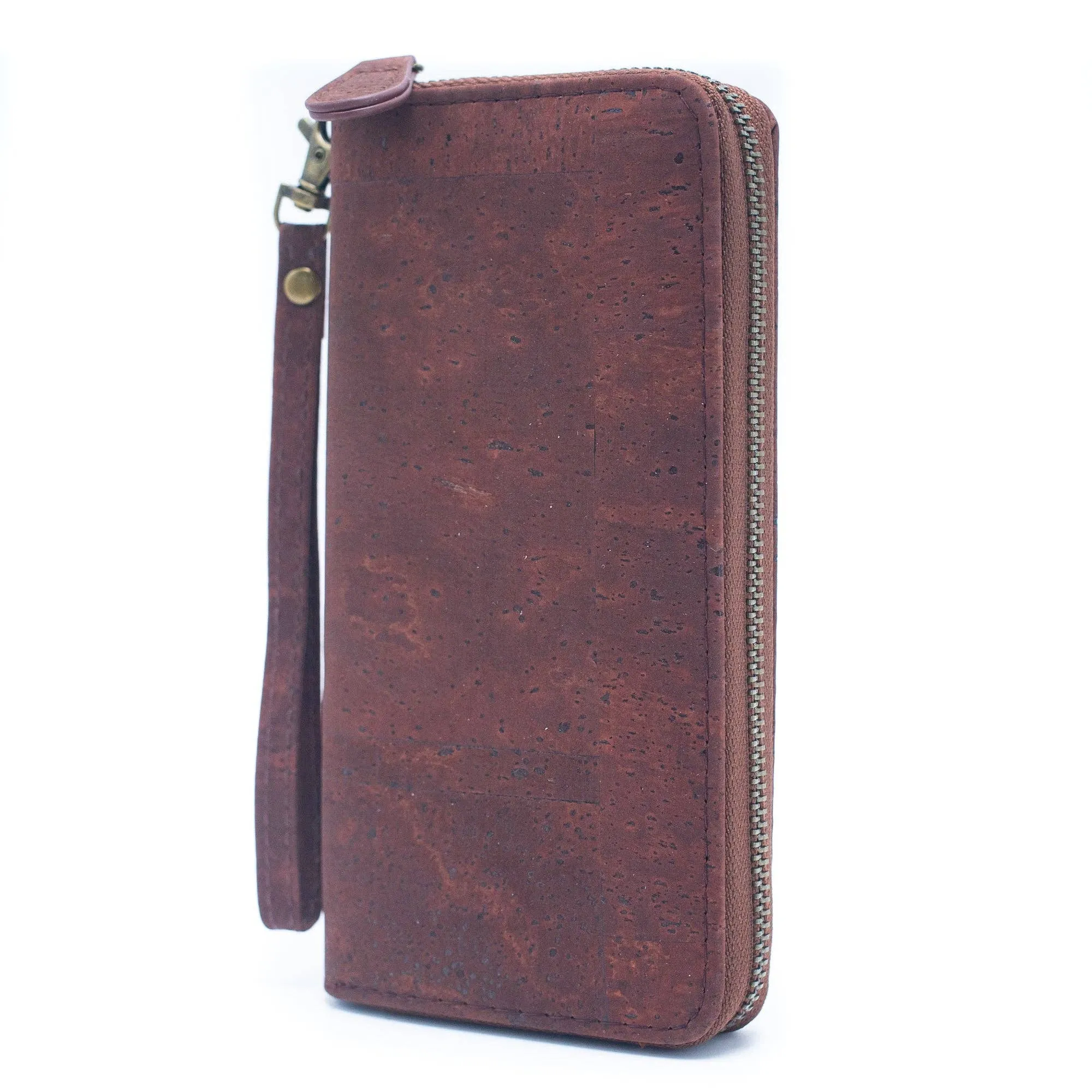 Brown Blue and black women cork card wallet with hand strap BAG-2206
