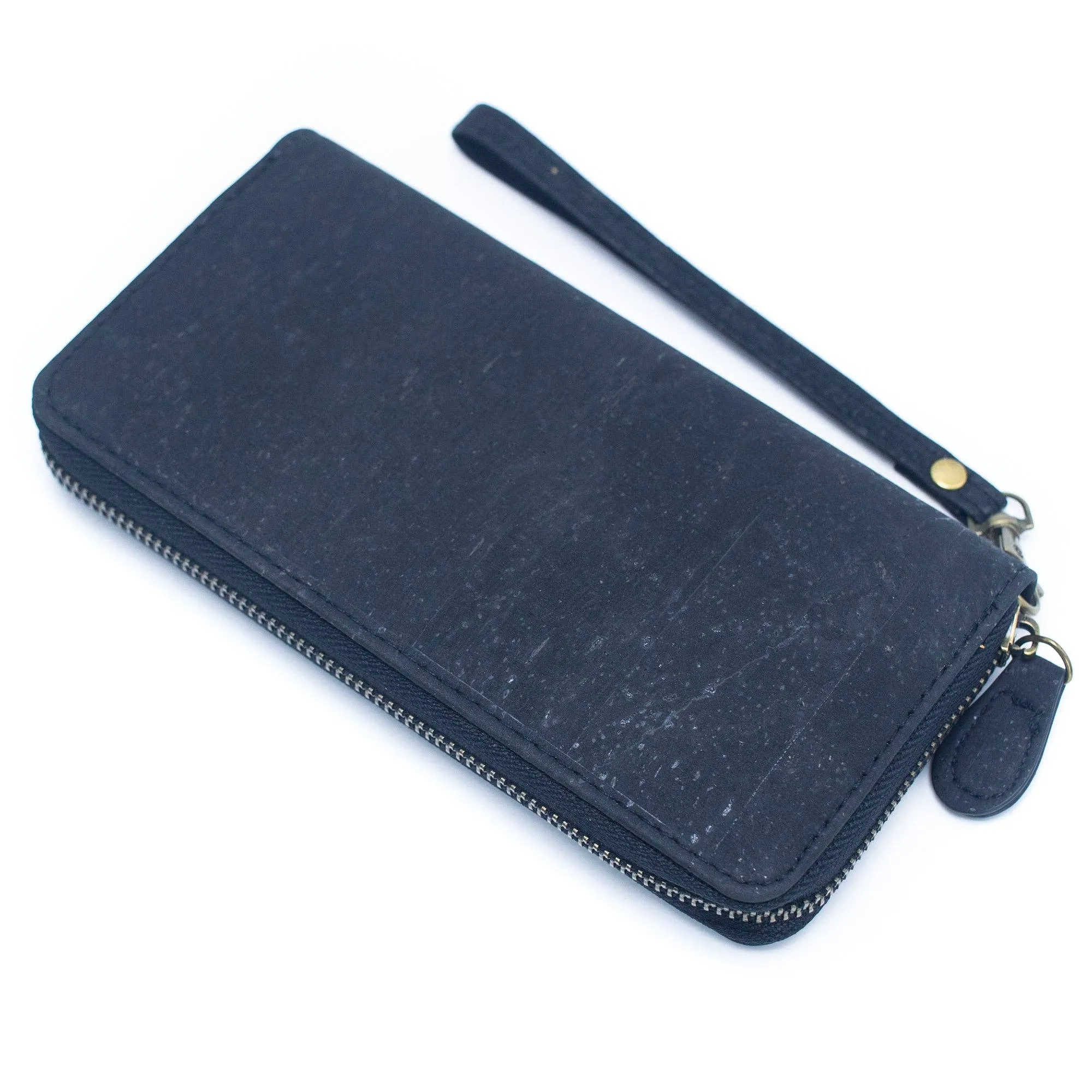Brown Blue and black women cork card wallet with hand strap BAG-2206
