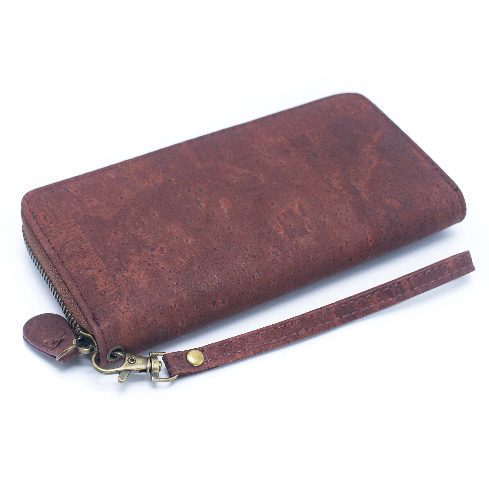 Brown Blue and black women cork card wallet with hand strap BAG-2206