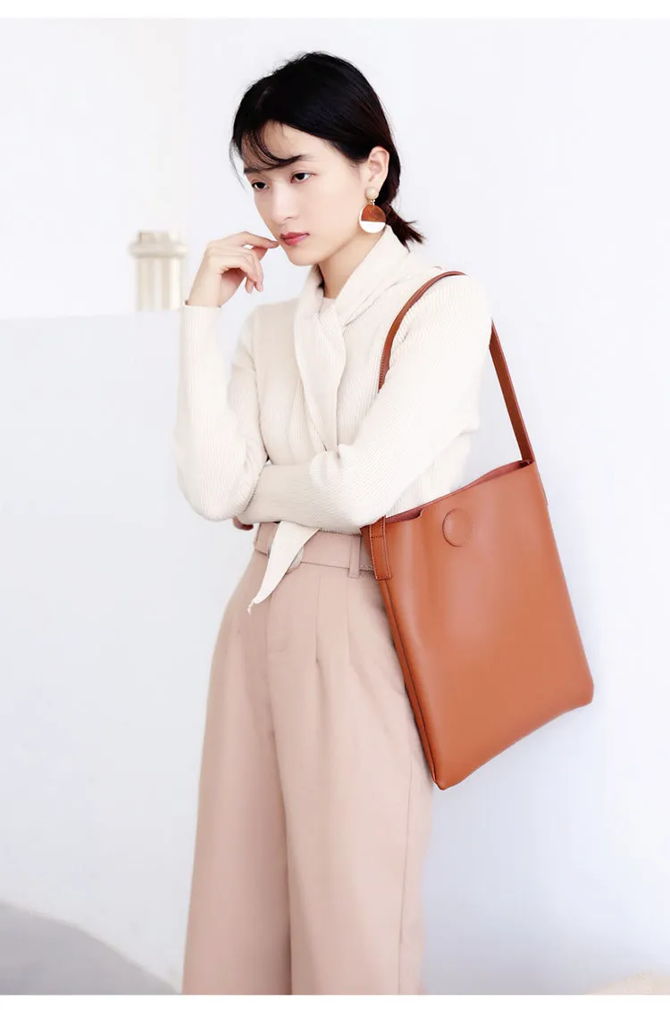 Brown Leather Womens Tote Bag Purse Shoulder Bag For Women