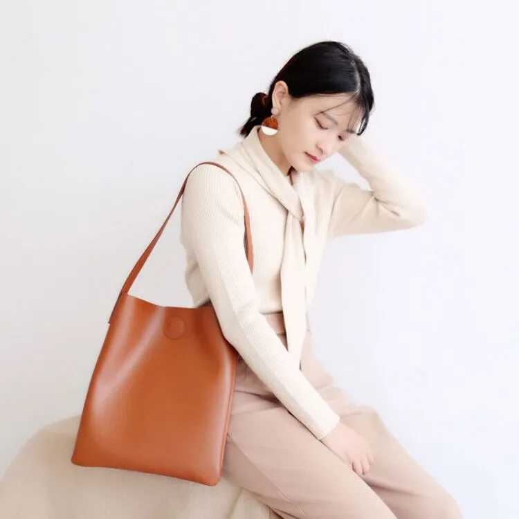 Brown Leather Womens Tote Bag Purse Shoulder Bag For Women