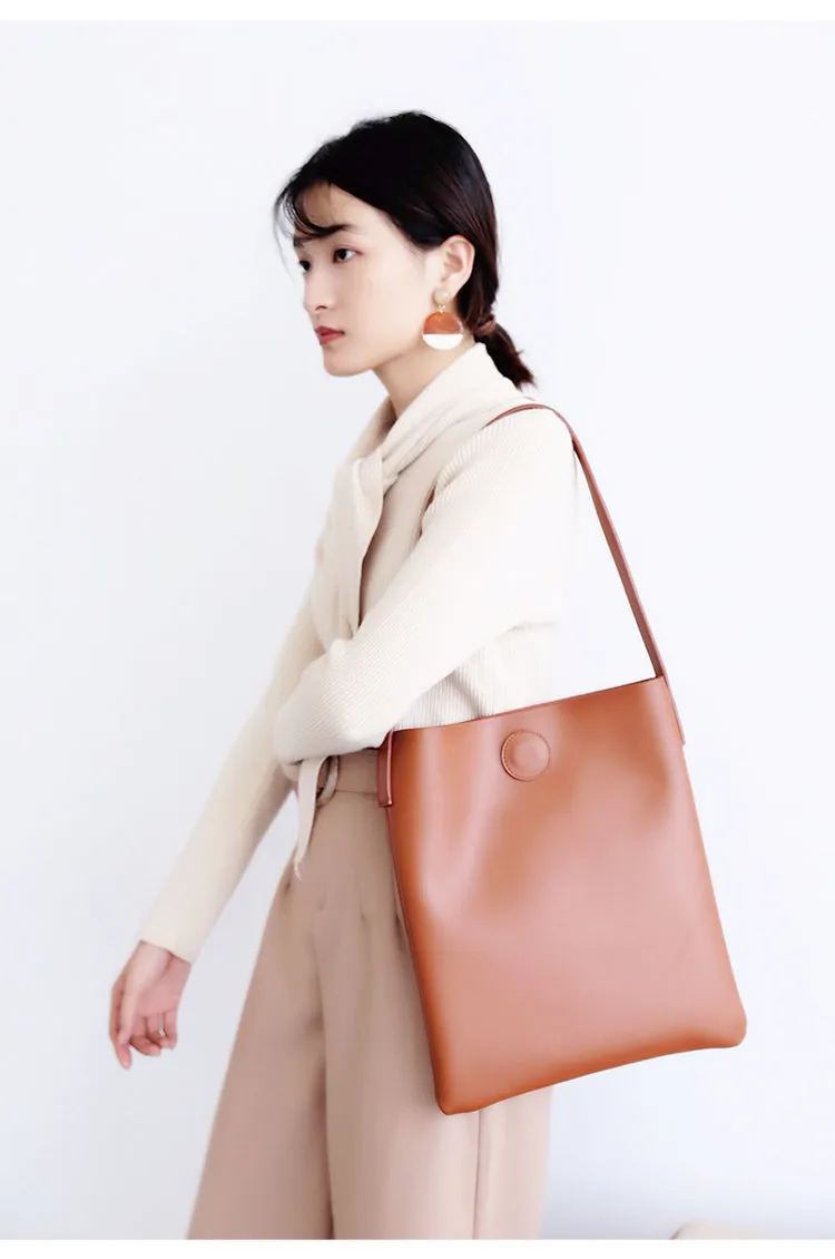 Brown Leather Womens Tote Bag Purse Shoulder Bag For Women