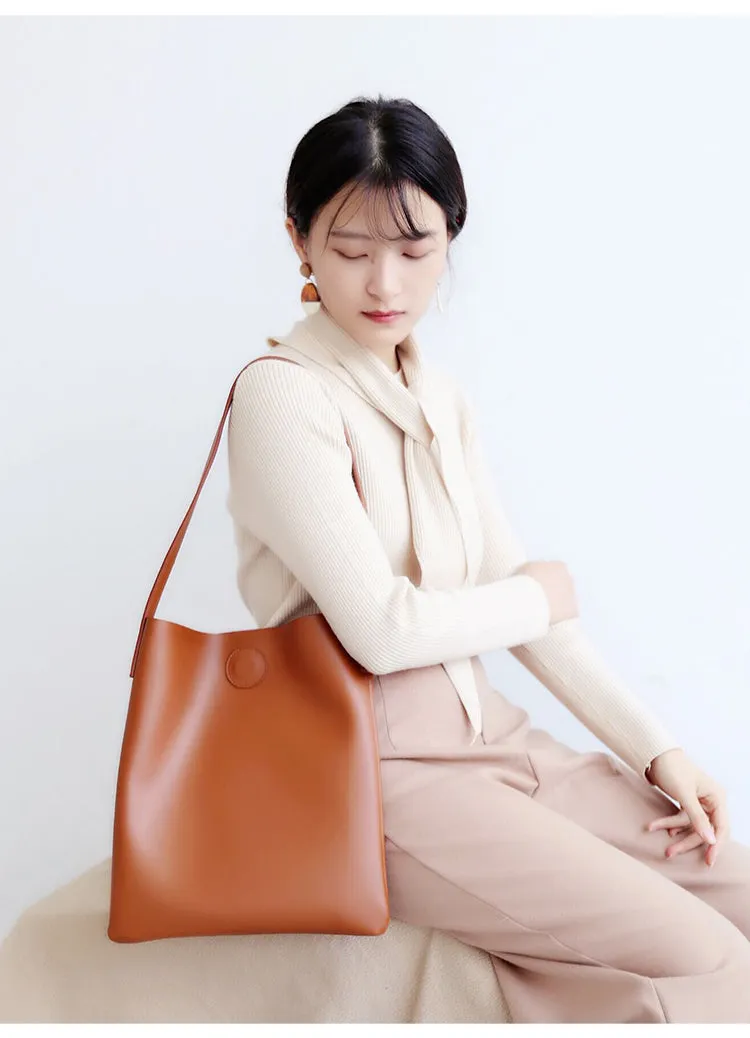 Brown Leather Womens Tote Bag Purse Shoulder Bag For Women