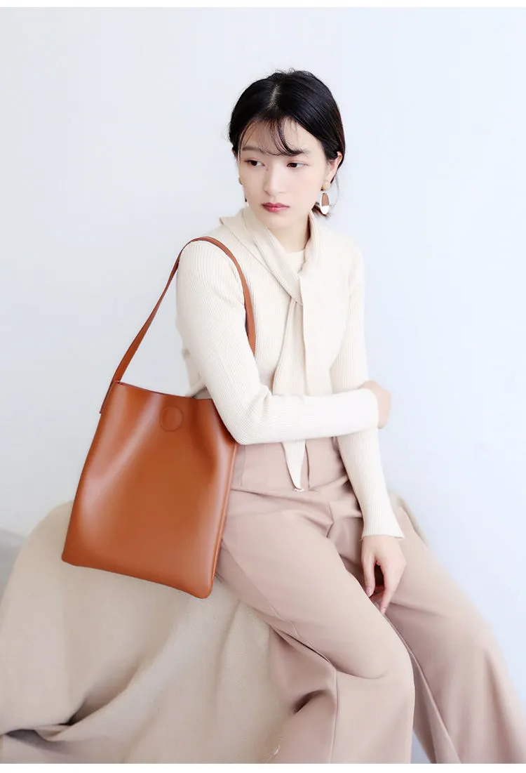 Brown Leather Womens Tote Bag Purse Shoulder Bag For Women