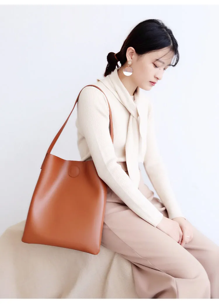 Brown Leather Womens Tote Bag Purse Shoulder Bag For Women