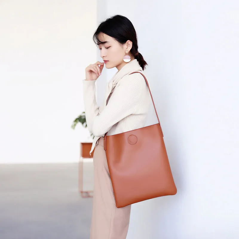 Brown Leather Womens Tote Bag Purse Shoulder Bag For Women