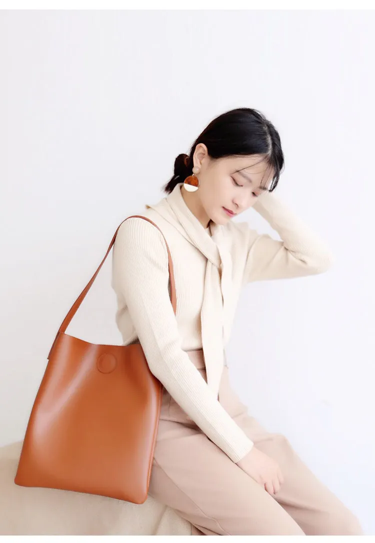 Brown Leather Womens Tote Bag Purse Shoulder Bag For Women