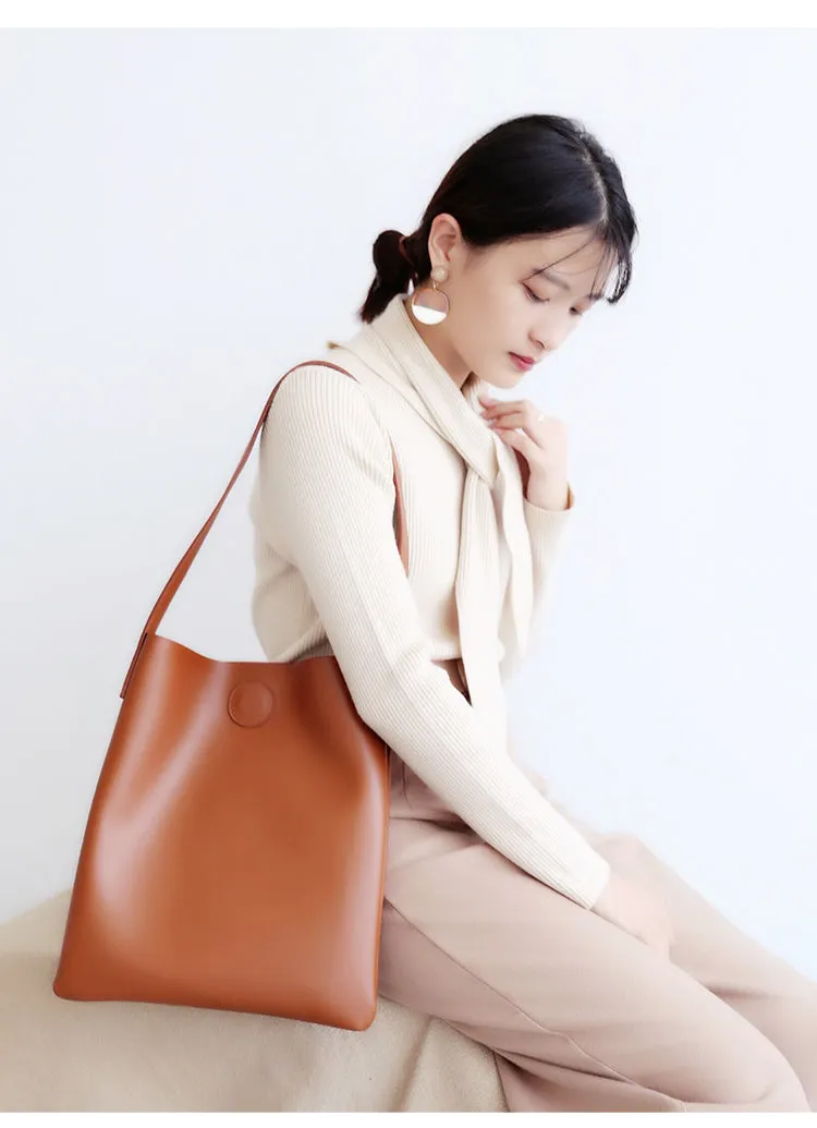 Brown Leather Womens Tote Bag Purse Shoulder Bag For Women