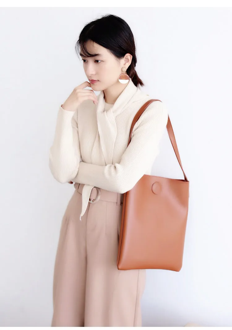 Brown Leather Womens Tote Bag Purse Shoulder Bag For Women