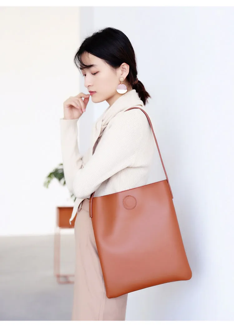 Brown Leather Womens Tote Bag Purse Shoulder Bag For Women