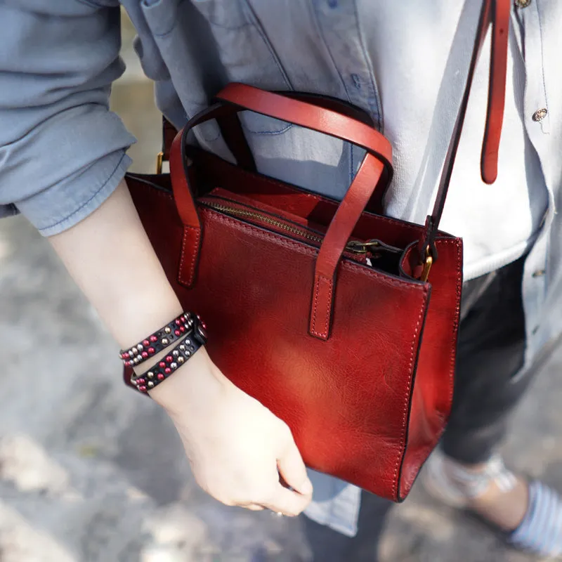Brown Womens Leather Tote Purse Handbag Shoulder Bag Small for Women Leather Shopper Bag