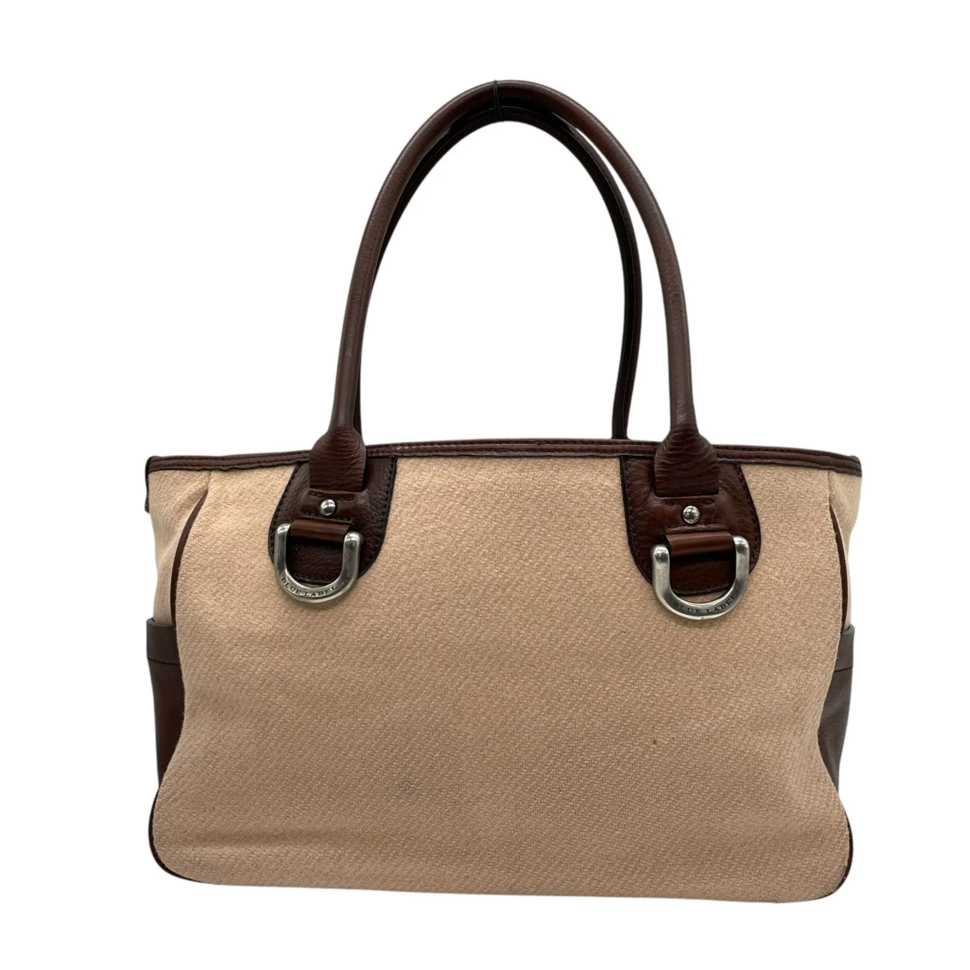 Burberry blue Label  Wool Leather Handbag Tote Bag (Pre-Owned)