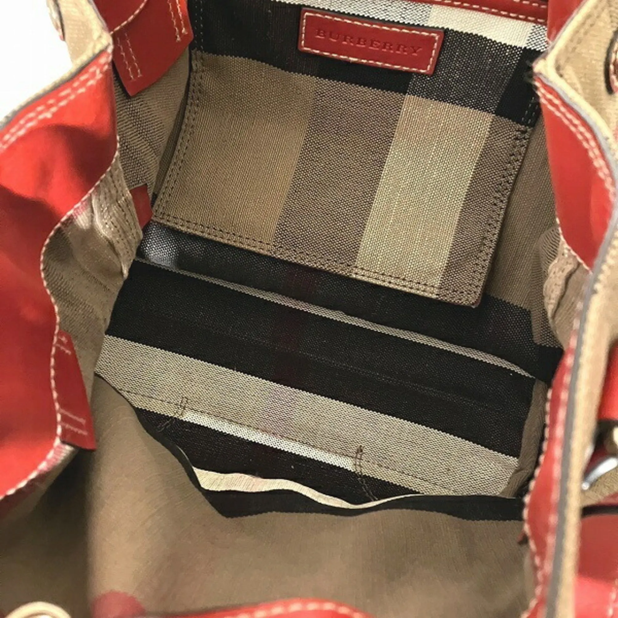 Burberry  Color Canvas Leather Pouch Shoulder Bag Tote Bag (Pre-Owned)