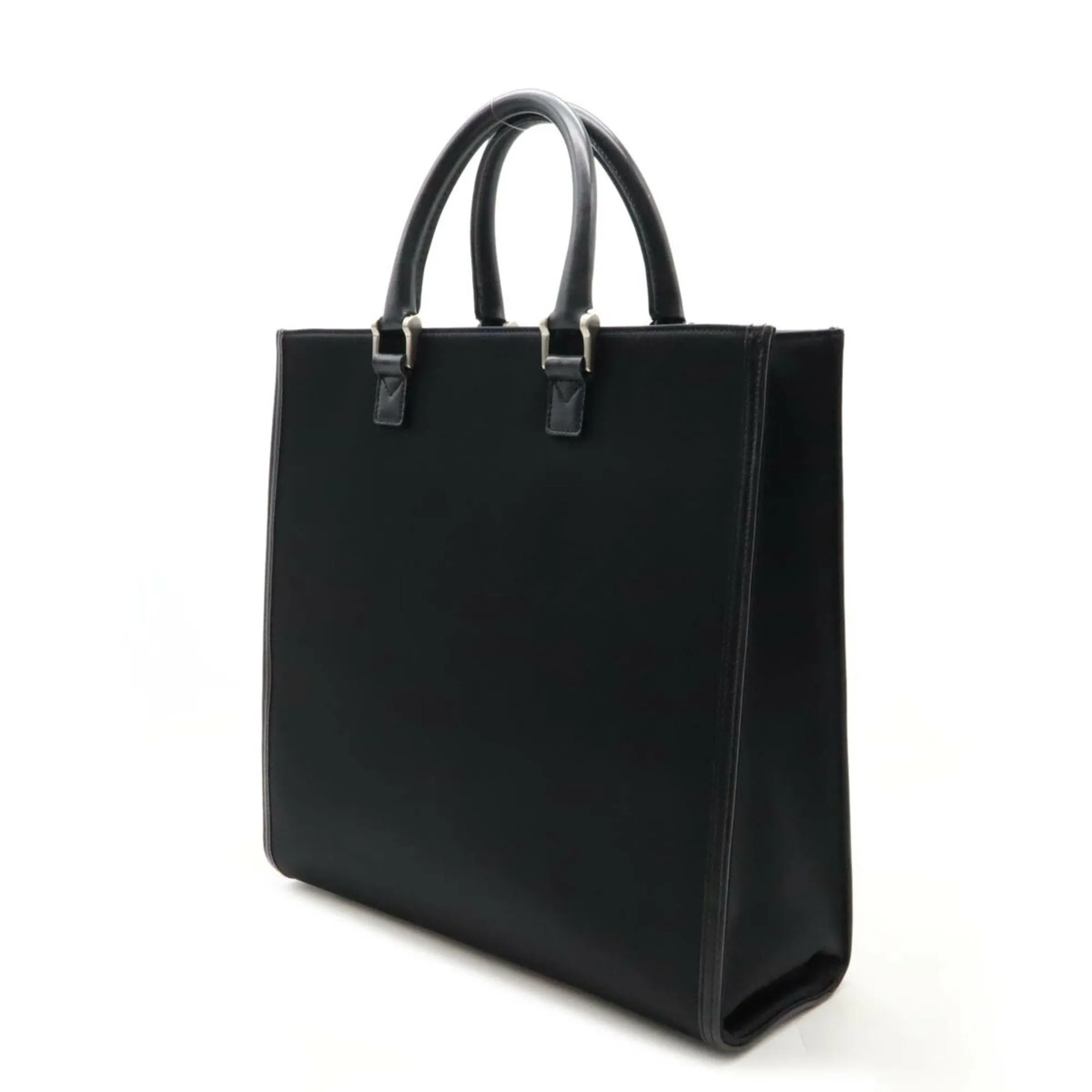 Burberry Nylon Leather Handbag Tote Bag (Pre-Owned)