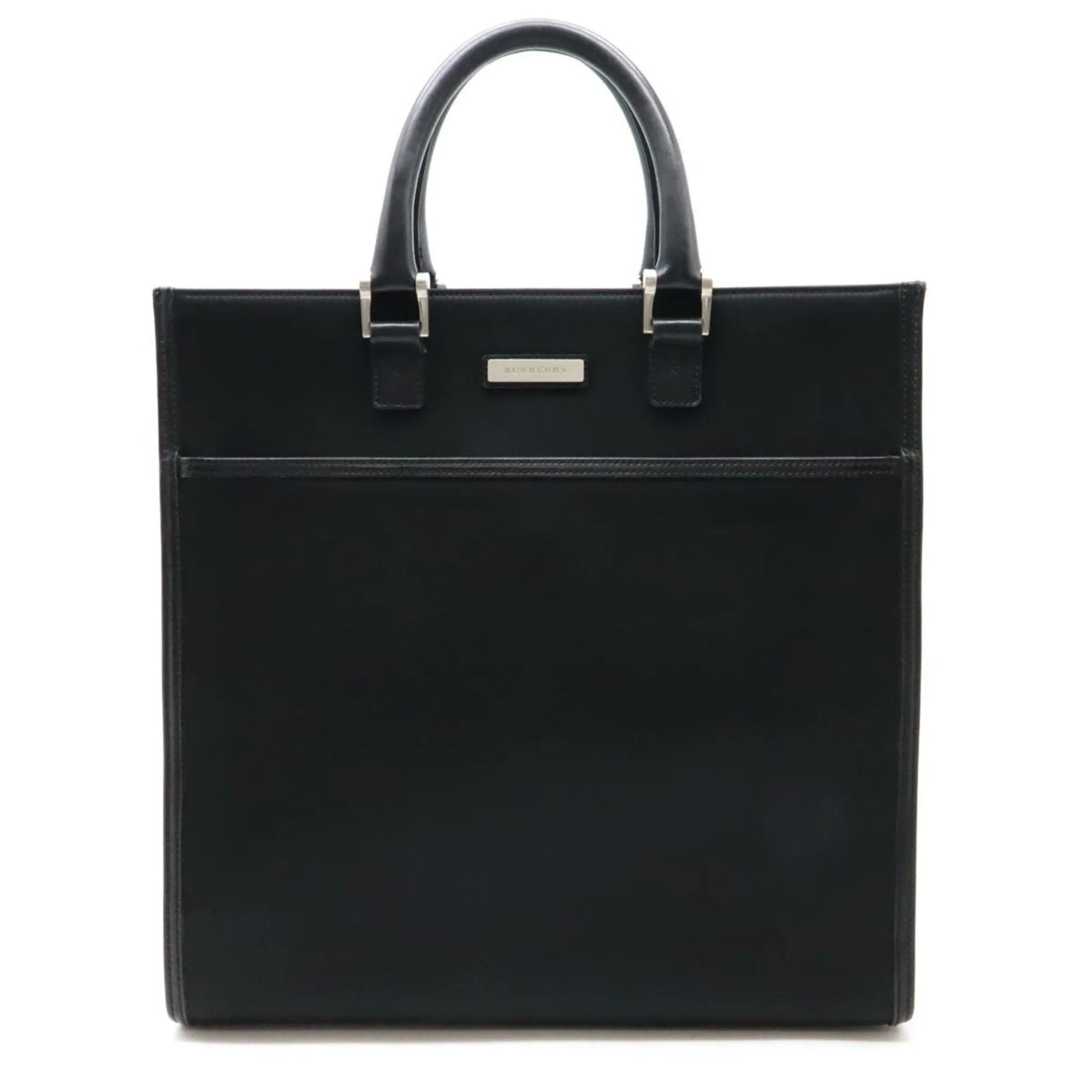 Burberry Nylon Leather Handbag Tote Bag (Pre-Owned)