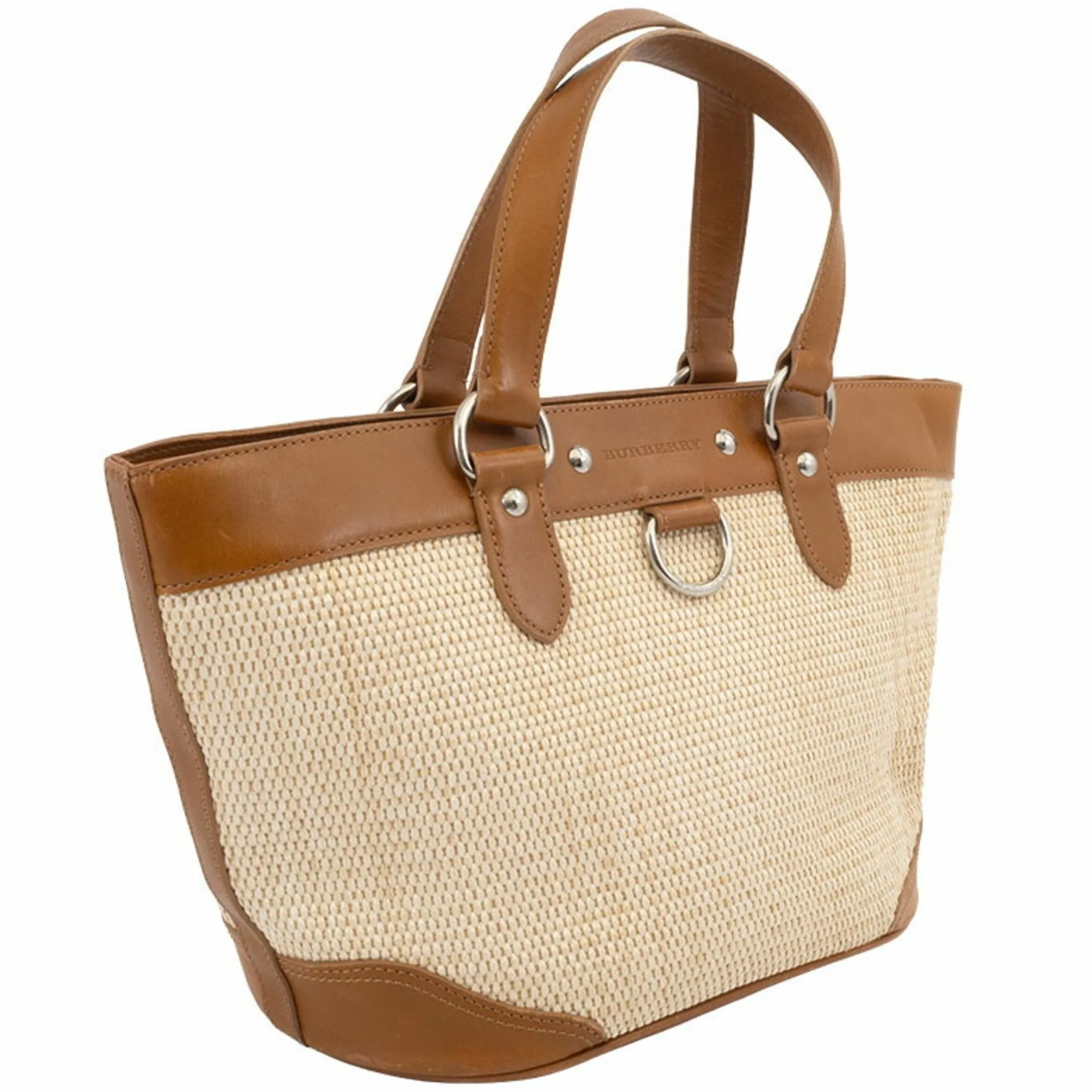 Burberry Straw Leather Tote Bag (Pre-Owned)