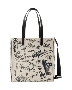 California Tote Bag - Golden Goose - White/Black - Leather
