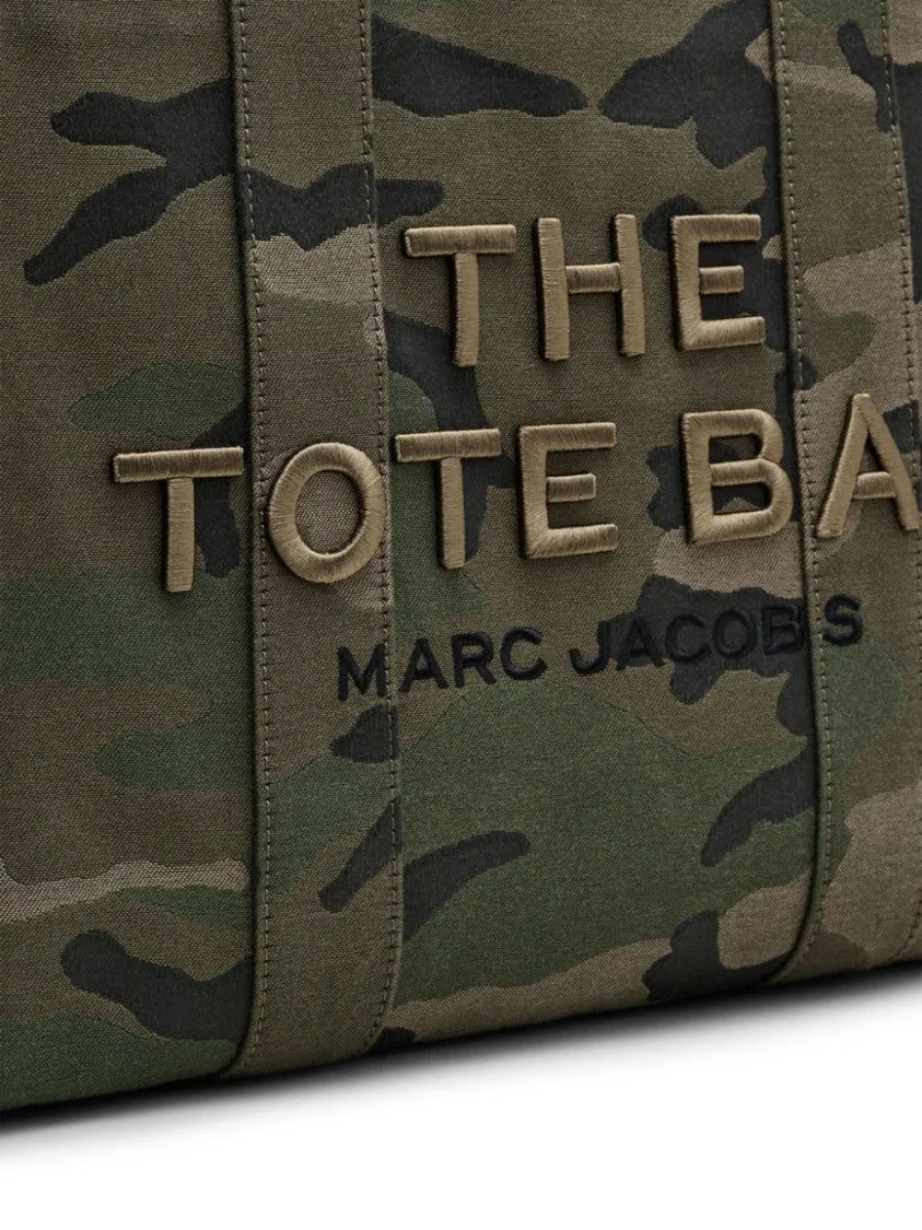 Camouflage Pattern Dark Green Tote Bag With Embroidered Logo