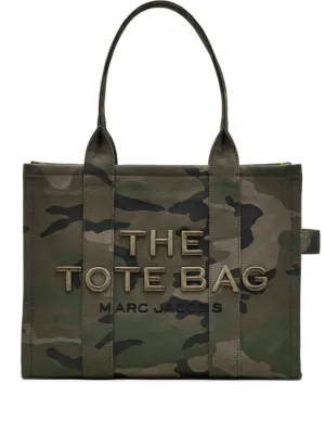 Camouflage Pattern Dark Green Tote Bag With Embroidered Logo