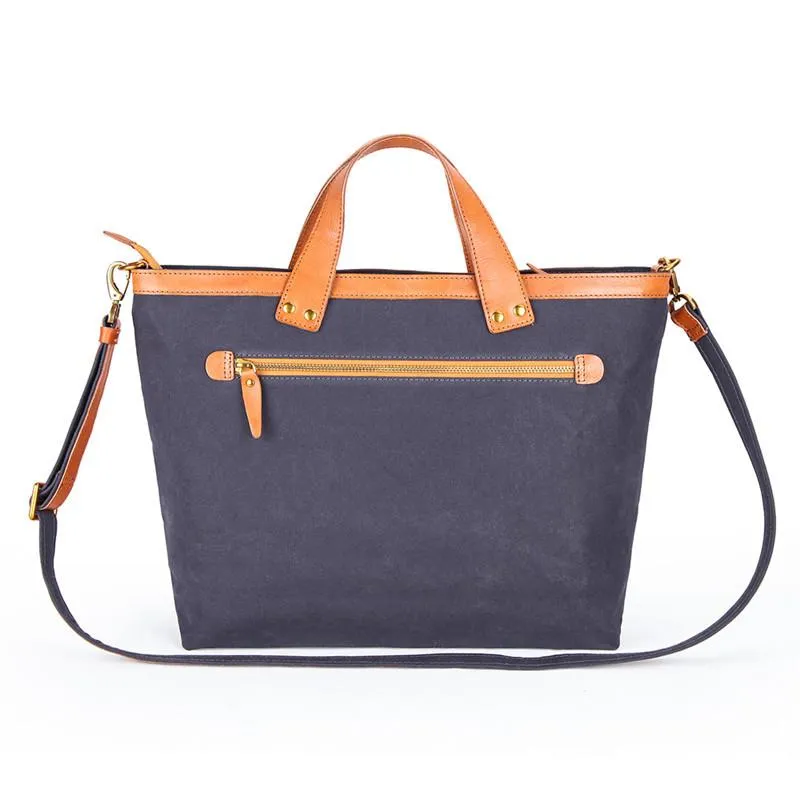Canvas Leather Mens 14" Caramel Briefcase Bag Tote Shoulder Bag Green Tote Bag for Men