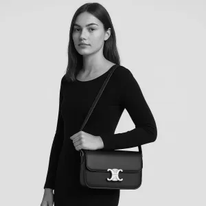 CELINE SHOULDER BAG CLAUDE IN Triomphe canvas and calfskin