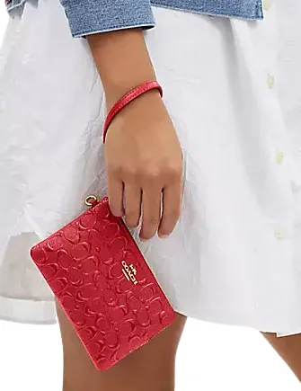 Coach Boxed Corner Zip Wristlet In Signature Leather