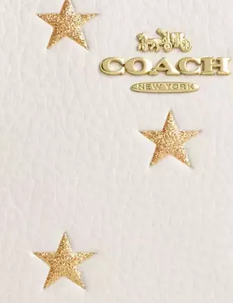 Coach Boxed Corner Zip Wristlet With Star Print And Charms