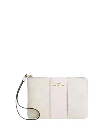 Coach Corner Zip Wristlet In Signature Canvas With Stripe