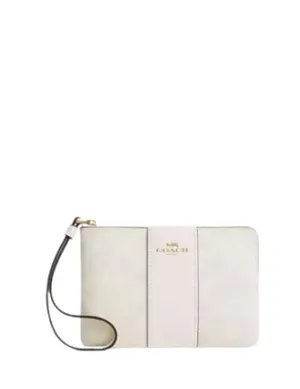 Coach Corner Zip Wristlet In Signature Canvas With Stripe