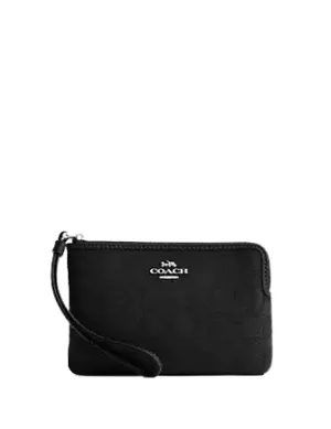 Coach Corner Zip Wristlet In Signature Jacquard